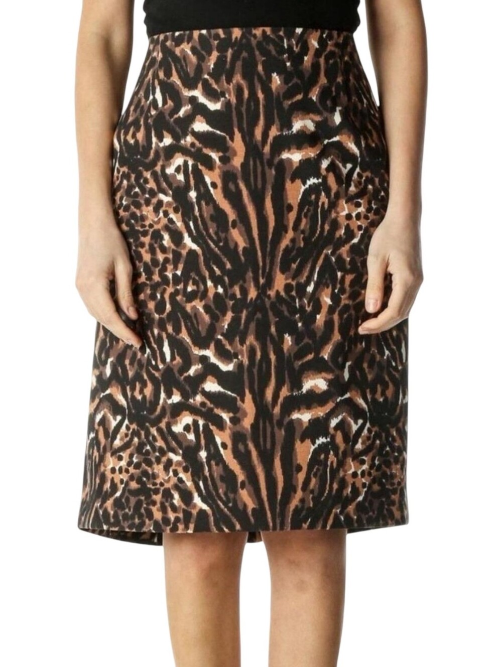 Talbots Animal Print Pencil Skirt in Brown and Black Size 2 P PETITE